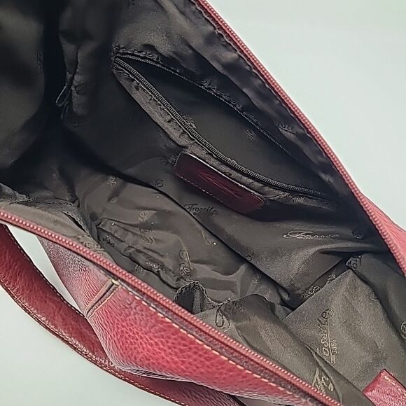 Fossil Dark Red Pebbled Leather Hobo Shoulder Bag Gold Hardware Bag - Picture 8 of 8